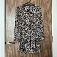 Mini abito Zara manica lunga stampa leopardata testurizzato smock medio
