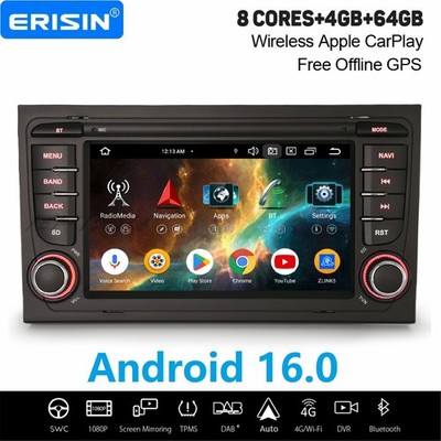 Android 16 Autoradio für Audi A4 S4 RS4 SEAT EXEO 64GB Navi Carplay DAB+ DSP USB