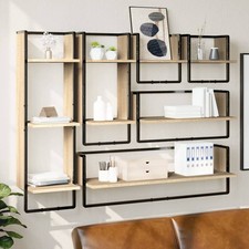 Ensemble d'Étagères Murales avec Barres Flottantes 6 pcs Chêne Fumé vidaXL