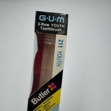 Butler GUM Vintage Toothbrush Youth Soft Bristles 211 Made USA Red