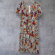 Torrid X Betsey Johnson Floral Leopard Challis Midi Dress Womens 20 Pin Up