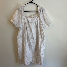 Loft Women's Size XL Square Neck Babydoll Dress White Confetti Embroidery Cotton