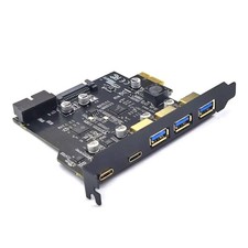 USB 3.2 GEN1 PCI-E Expansion Card 5 Port 2 Type-C 3 USB-A 19 Pin Adapter 5Gbps