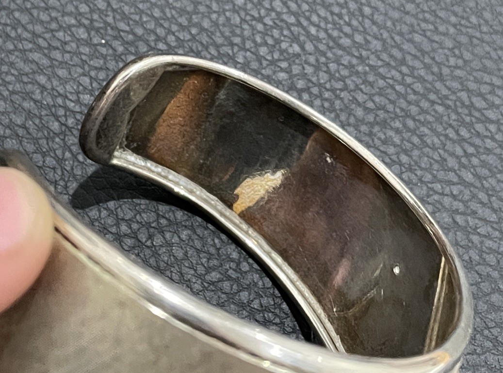 Cuff Bracelet Sterling Silver Solid 18K Gold Flow… - image 10