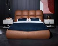 SchlafzimmermöBel Luxus Bett Doppelbett Nachttische Braun 3Tlg Holz