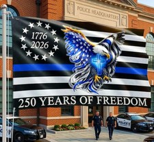 The Thin Blue Line Police Law Enforcement American Flag,250th Anniversity Flag