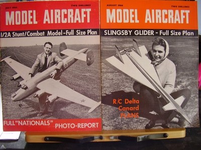 RARE 2 X MODEL AIRCRAFT MAGS AEROMODELLER JULY & AUGUST  1964  WITH PLANS