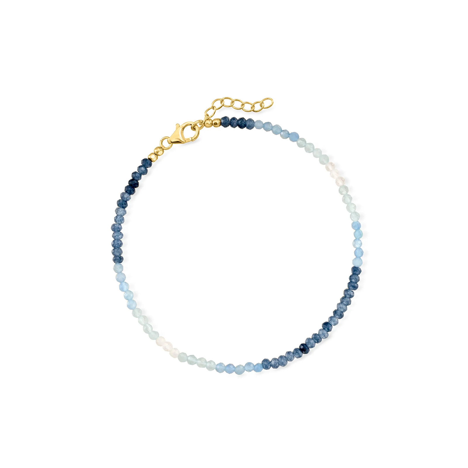 Ross-Simons Moonstone, Aqua & Blue Quartz Anklet w 18k Gold Plate 9 inches