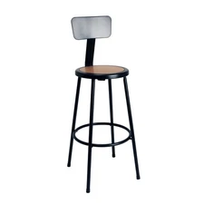 EasyBuild Stool with Backrest – Industrial-Grade 18-Gauge Steel Frame, Round ...