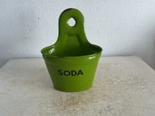 Alter Emaille Wandbeh&auml;lter &bdquo;Soda&ldquo; Shabby D&auml;nemark Gr&uuml;n Brocante Emaile Deko