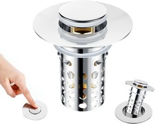 2 Pack 3 in 1 Bathroom Sink Drain Strainer, All Metal Sink Stopper for Bathro...