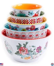 10-Piece Nesting Mixing Serving Bowl Set, Vibrant Colors, Unique Kitchen Design