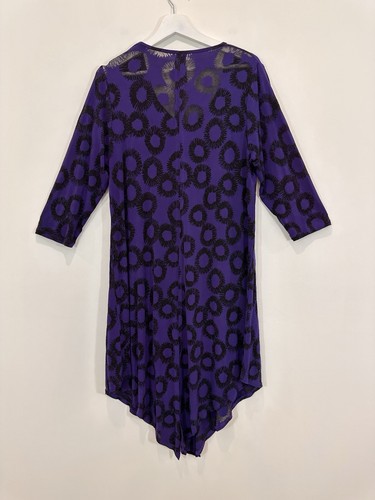 TS Taking Shape Midi Dress Women XXS (AU 12) Purple Sheer Circle Pattern - Picture 2 of 10