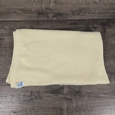 Cozy JE Morgan Yellow Thermal Waffle Weave Baby Blanket USA About 33x28 Inch