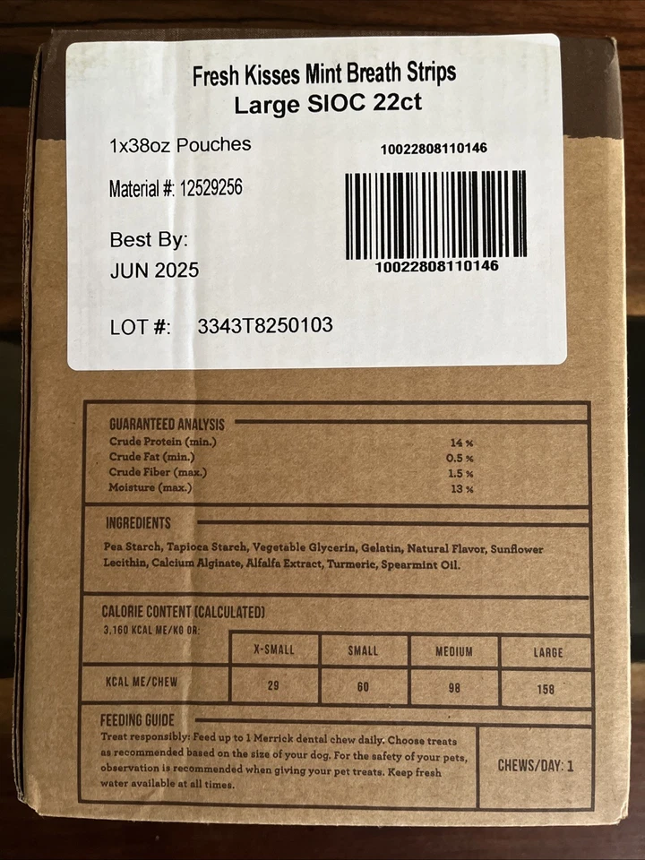 Masticables dentales Merrick Fresh Kisses como nuevos para perros razas grandes sin granos 22 unidades Foto 2 de 2