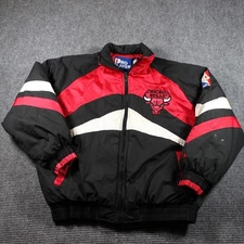 Pro Player Jacket Mens XL Black Red Chicago Bulls Jordan Era 90s Bomber