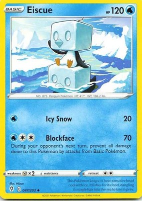 Eiscue 047/203 Evolving Skies Uncommon NM Pokemon TCG