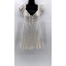 URBAN OUTFITTERS Women's Off-White Short Puff Sleeve A-Line Mini Dress SZ XS