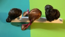Vintage Barbie Midge Fashion Queen Wig Wardrobe Pigtails Topknot & Stand