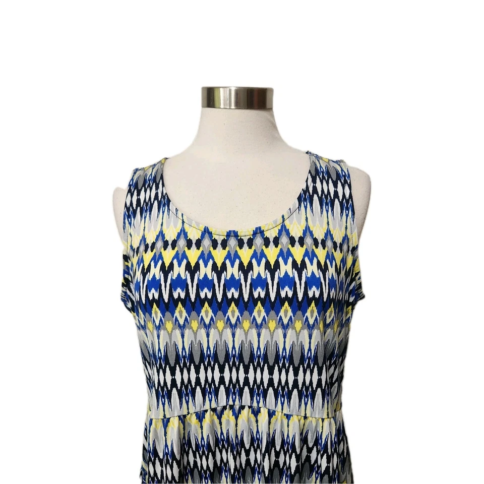 Maxi Vestido Sol Notations XL Sin Mangas Elástico Cintura Imperio Azul Alto Bajo Elástico Foto 4 de 4