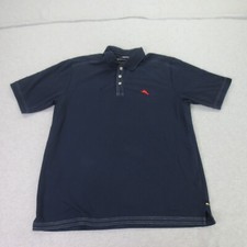 Tommy Bahama Shirt Mens Large Blue Supima Cotton Island Zone Short Sleeve Polo 