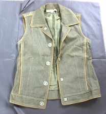 Marc Jacobs Green Denim Gilet With Sun Burst Stitching Pattern. Size Us 2