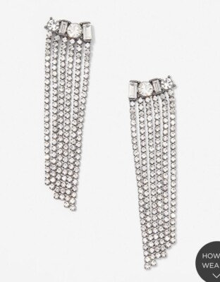 $29 Loft silver-toned style featuring cascading rhinestone fringe JC307