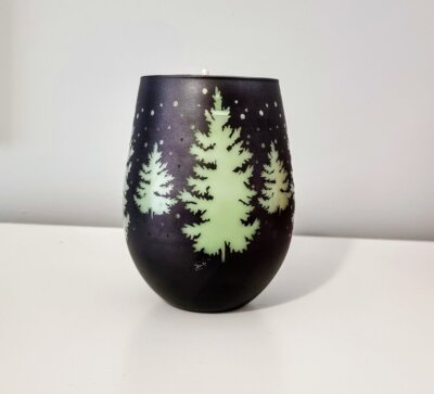 Tief dunkelgrün matt Weihnachtsbaum Kerzenglas - Spa Winter & frischer Duft 