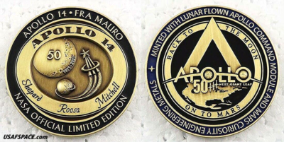 APOLLO-14 - 50th Anniversary - LUNAR FLOWN METAL - NASA MEDALLION