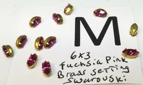 Vtg Navette 6x3mm 6x2.5mm Swarovski Rhinestone few brass set Jewelry Repair 5002 - Picture 14 of 53