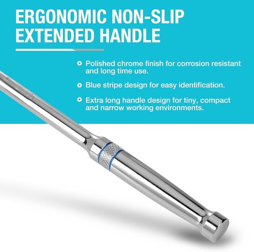 Extra Long Handle Drive Ratchet 90-Tooth Ratchet Wrench Dust Proof CR-MO Head - Picture 35 of 42