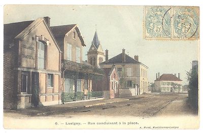 CPA 03 - LUSIGNY sur Barse (Aube) - 6. Straße, die zum Platz führt (Bäckerei)