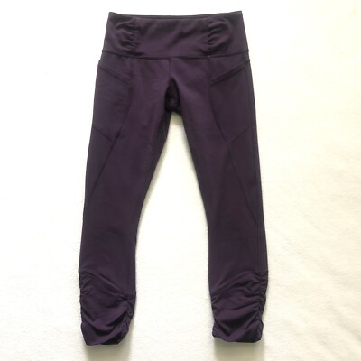 Lululemon Practice Daily Crop Deep Zinfandel Purple Full-On Luon Ruched Pants 4