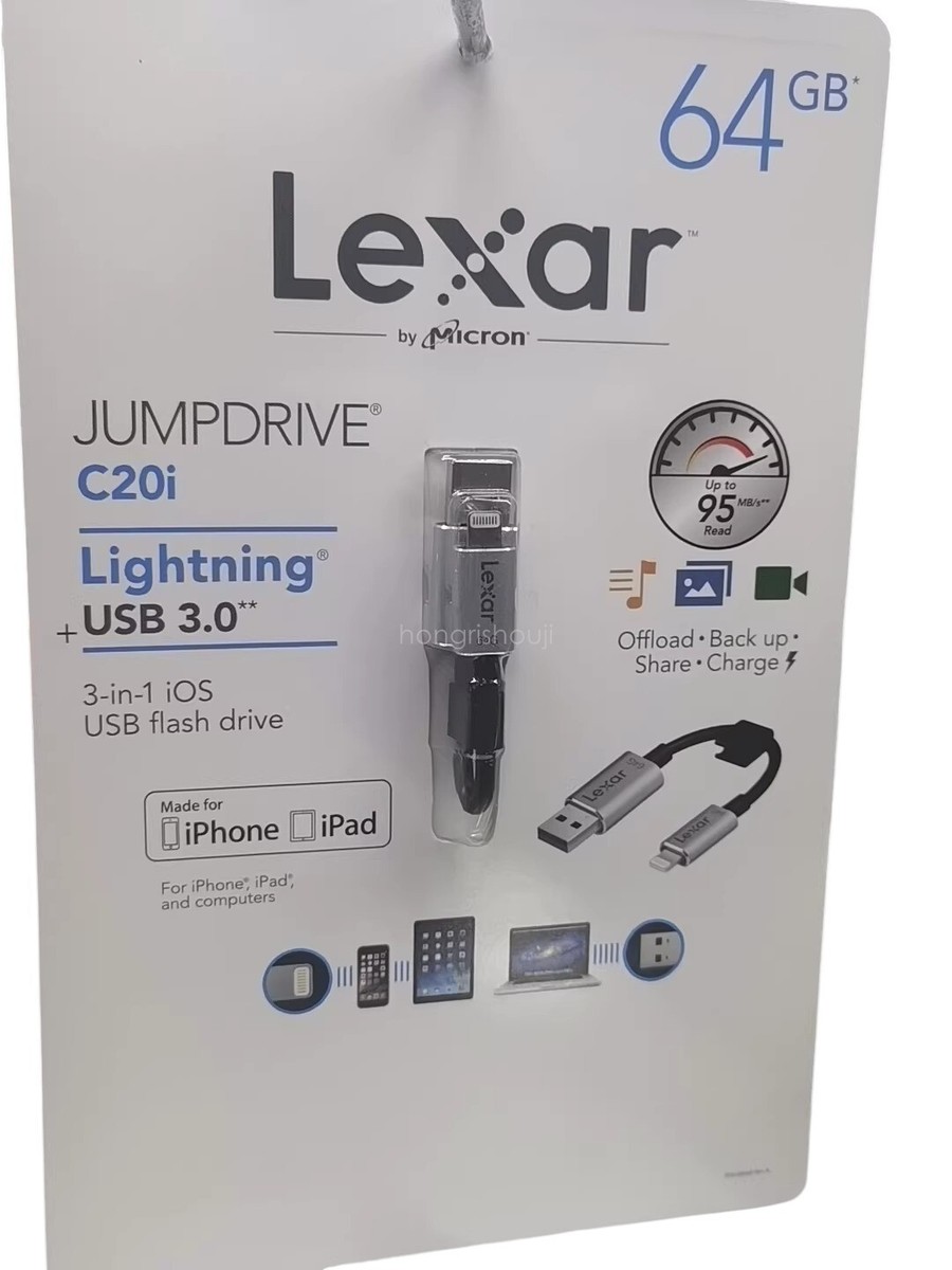 Lexar 64GB JumpDrive C20i Lightning to USB 3.0 Cable with Built-In