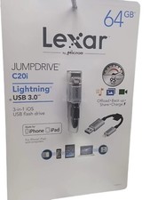 Lexar 64GB JumpDrive C20i Lightning to USB 3.0 Cable with Built-In Flash Drive