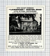 Lawnwood Creeton Road Little Bytham Lincolnshire House Sale Advert -1966 Cutting