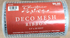 Hobby Lobby SILVER Deco Mesh Ribbon 5.5" Wide x 30 ft Long 1 roll 
