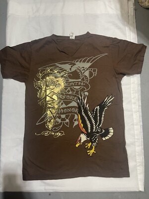 Don Ed Hardy Christian Audigier Hollywood Men Y shirt Brown size M