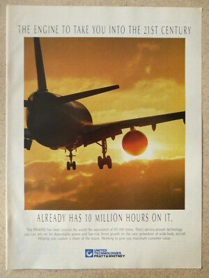 9/1994 PUB PRATT & WHITNEY PW4000 FLUGZEUG MOTOR AIRLINER ORIGINAL ANZEIGE
