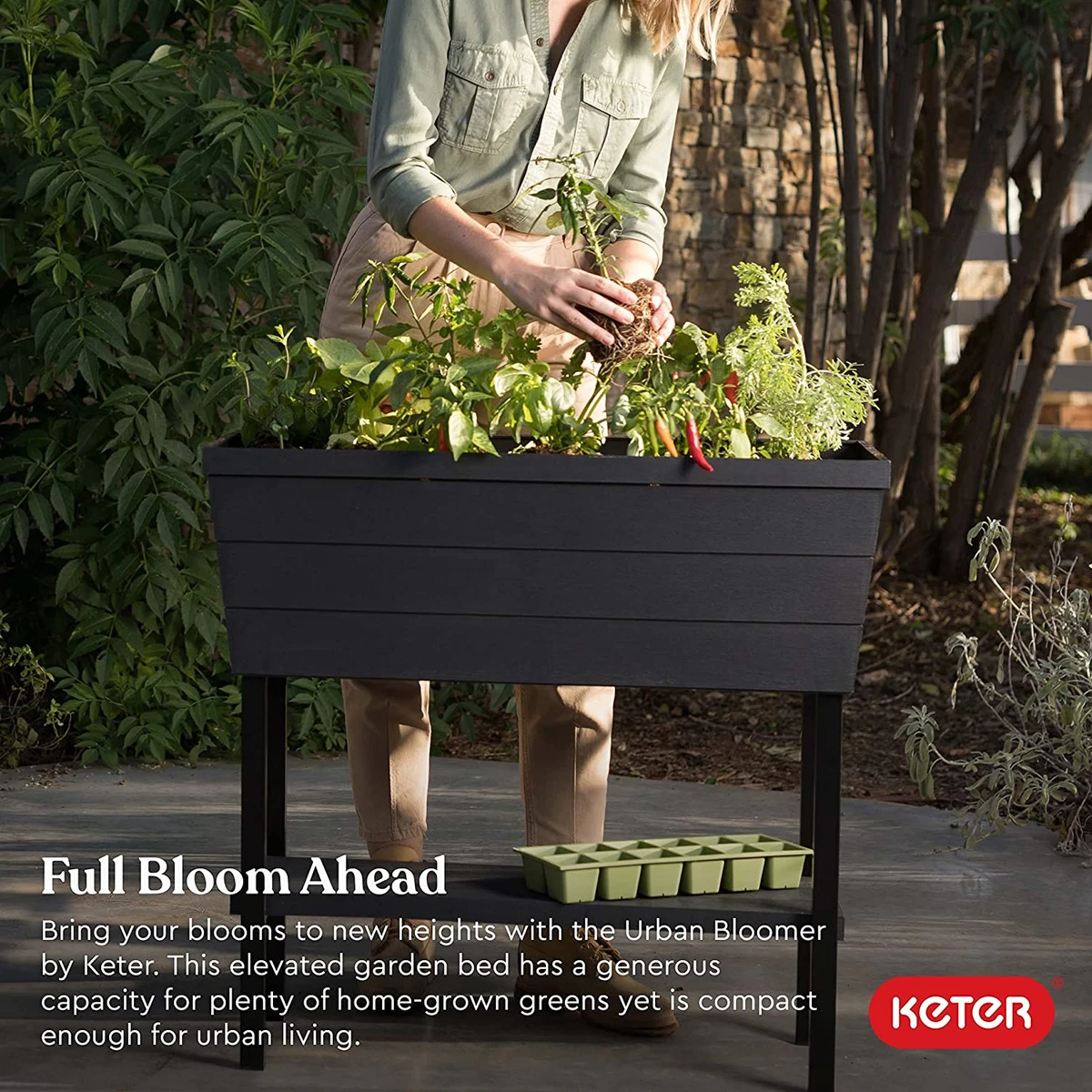 Image of Keter Classic Raised Garden Bed with plants