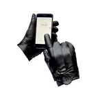 Womens Black Ladies Leather Gloves With Trim Fleece Lined Winter M L XL Gift