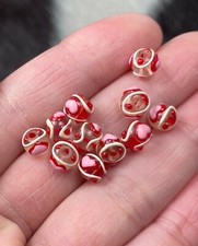 Glass Beads For Bracelet Making Tiny ROUND Heart LOVE 5mm Pink Heart 30 pcs