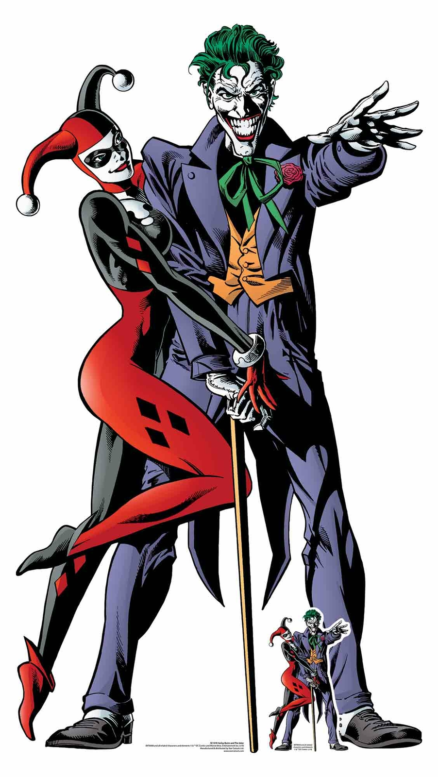 Harley Quinn and The Joker Classic Comic Style Cardboard Cutout with FREE Mini
