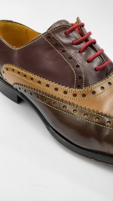 Undandy - Size 43 Derby Brogued WIngtip Shoes Brown w/red  display picture 1