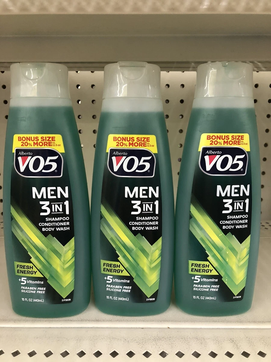 3 X VO5 Men 3-in-1 Shampoo-Conditioner-Body Wash, Fresh Energy Scent