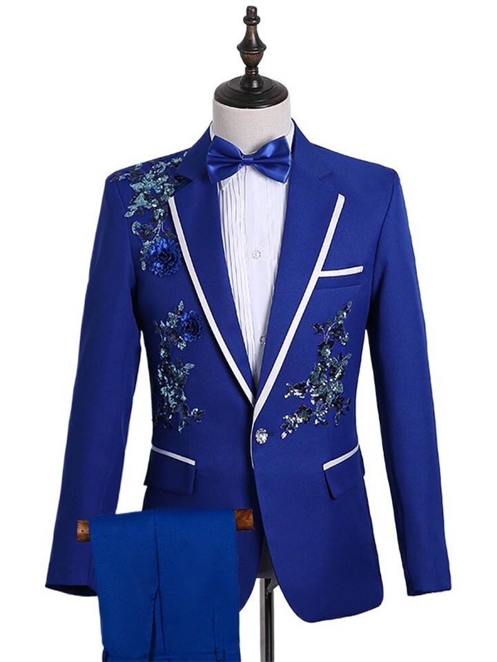 Nuevo Traje Cantante Anfitrión Disfraz Escenario Performance Vestido Informal Abrigo Hombres Chaqueta Ajustada