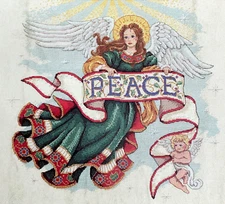 DIMENSIONS Gold Collection PEACE ON EARTH Counted Cross Stitch Kit  Angel  RARE