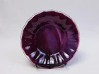 Vtg 6.75" Purple Amethyst White Slag Cased Glass Bowl Crimped Ruffle Rim