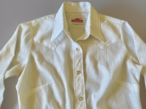 Western Pearl Snap Shirt Womens Medium White Cowgirl Vintage Go West - Picture 3 of 9