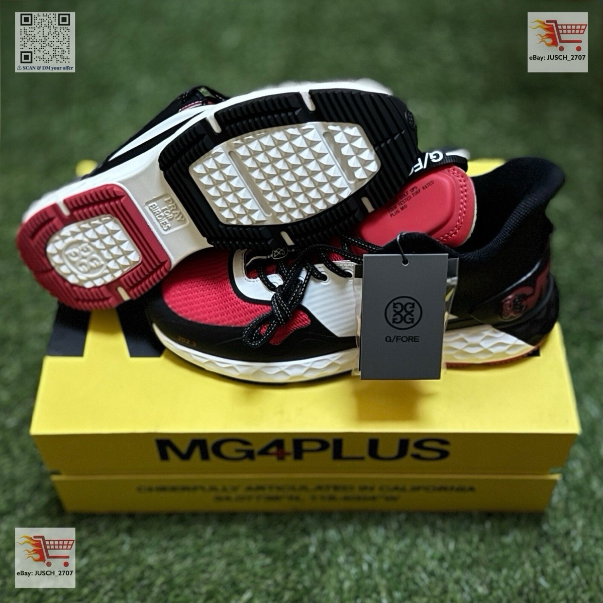 G/FORE GFORE MG4+ Mid Top Golf Shoe Sneaker ⛳️ US 9 ⛳️ Black 